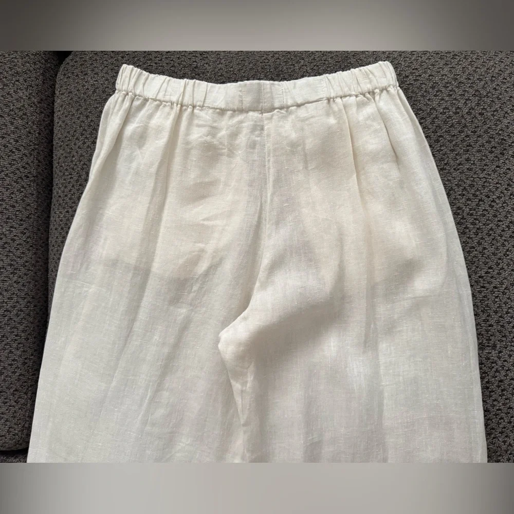 Velvet by Graham & Spencer Lola Linen Pant in Chalk White Small Relaxed Fit Crop - Picture 10 of 16